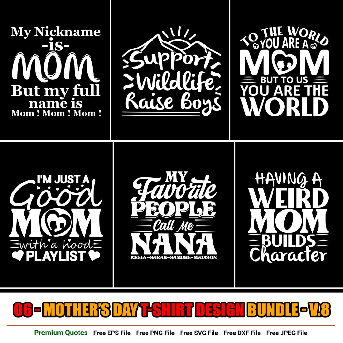 Mother’s Day T-shirt Design Bundle preview image.