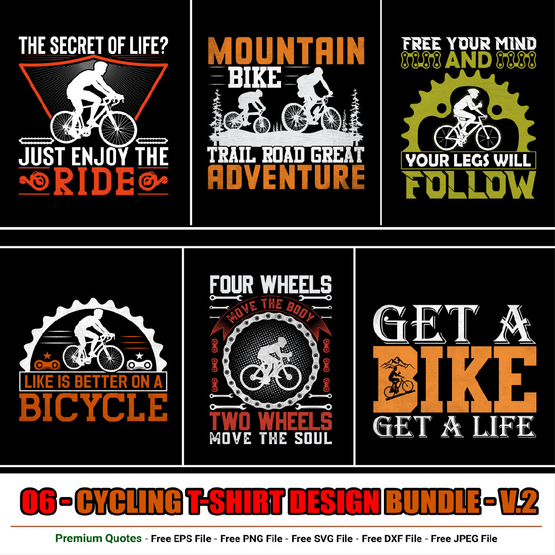 Cycling t-shirt design bundle cover image.