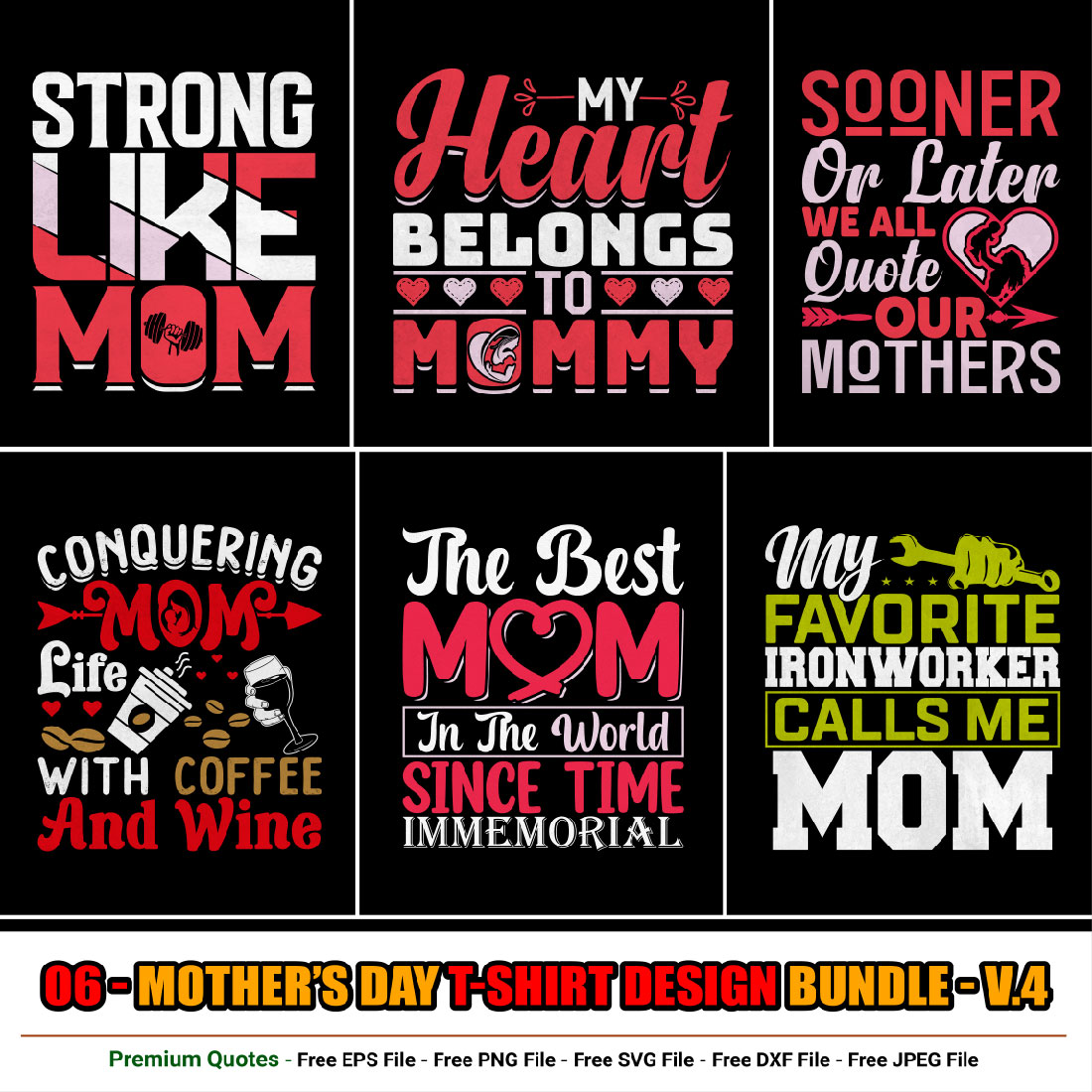 Mother’s Day T-shirt Design Bundle cover image.