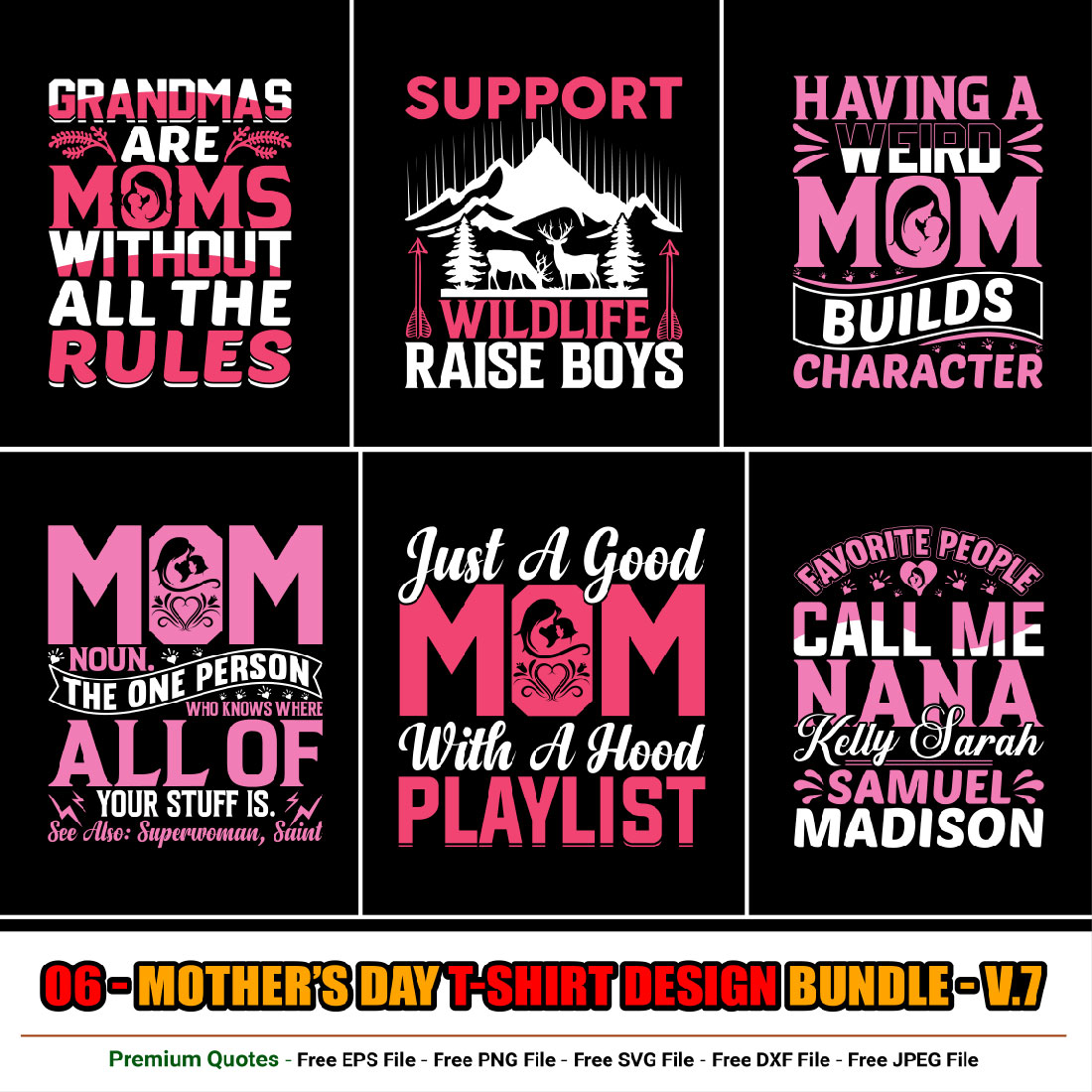 Mother’s Day T-shirt Design Bundle preview image.