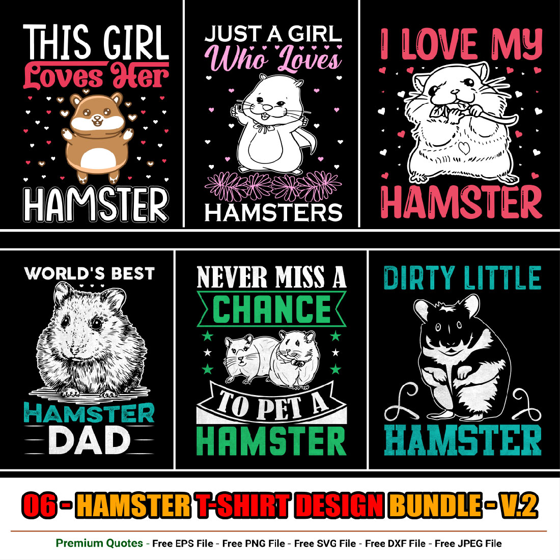 Hamster t-shirt design bundle cover image.