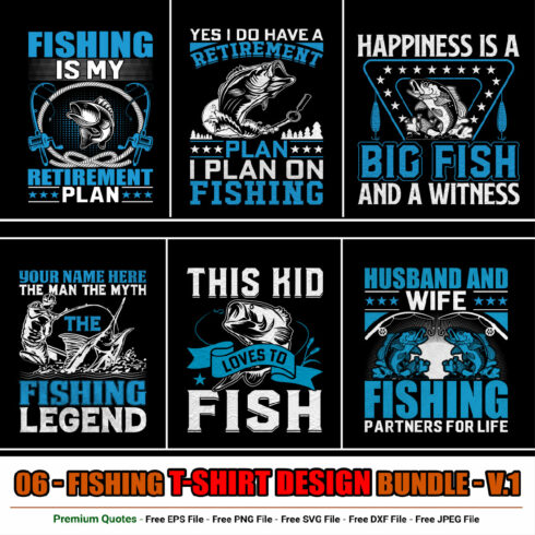 Fishing t-shirt design bundle cover image.
