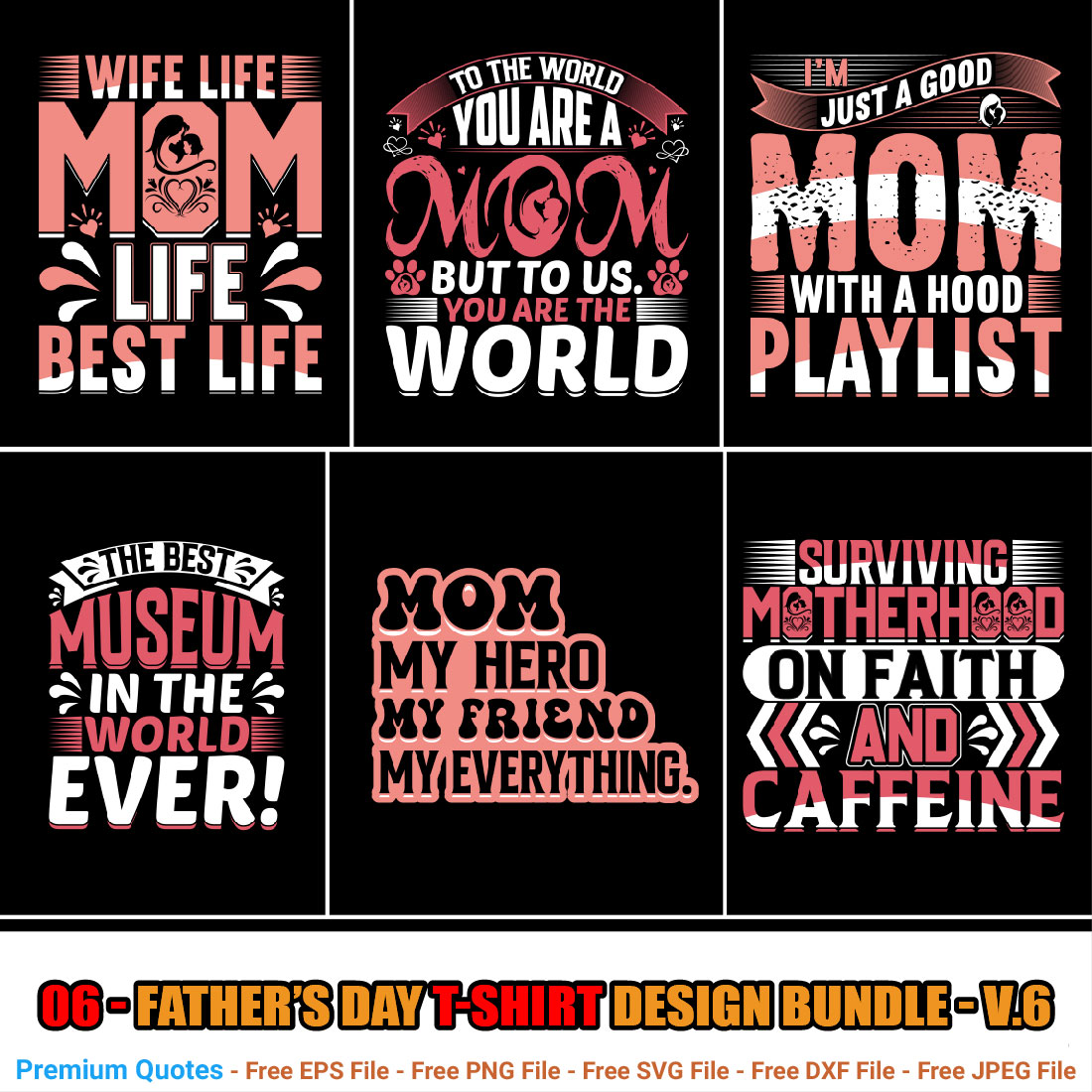 Mother’s Day T-shirt Design Bundle cover image.