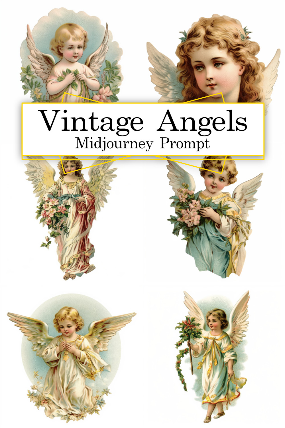 Vintage Angels Cliparts Midjourney Prompt pinterest preview image.