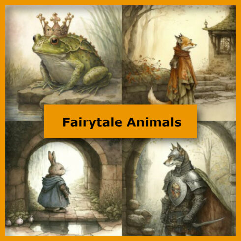 Fairytale animal watercolor illustrations cover image.