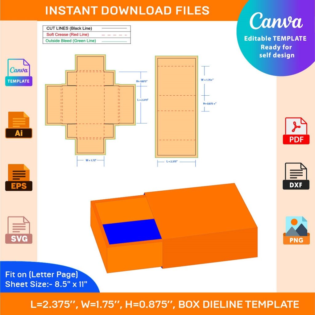 Large Cable Box, Gift Box, Storage Box, Dieline Template SVG, Ai, EPS ...