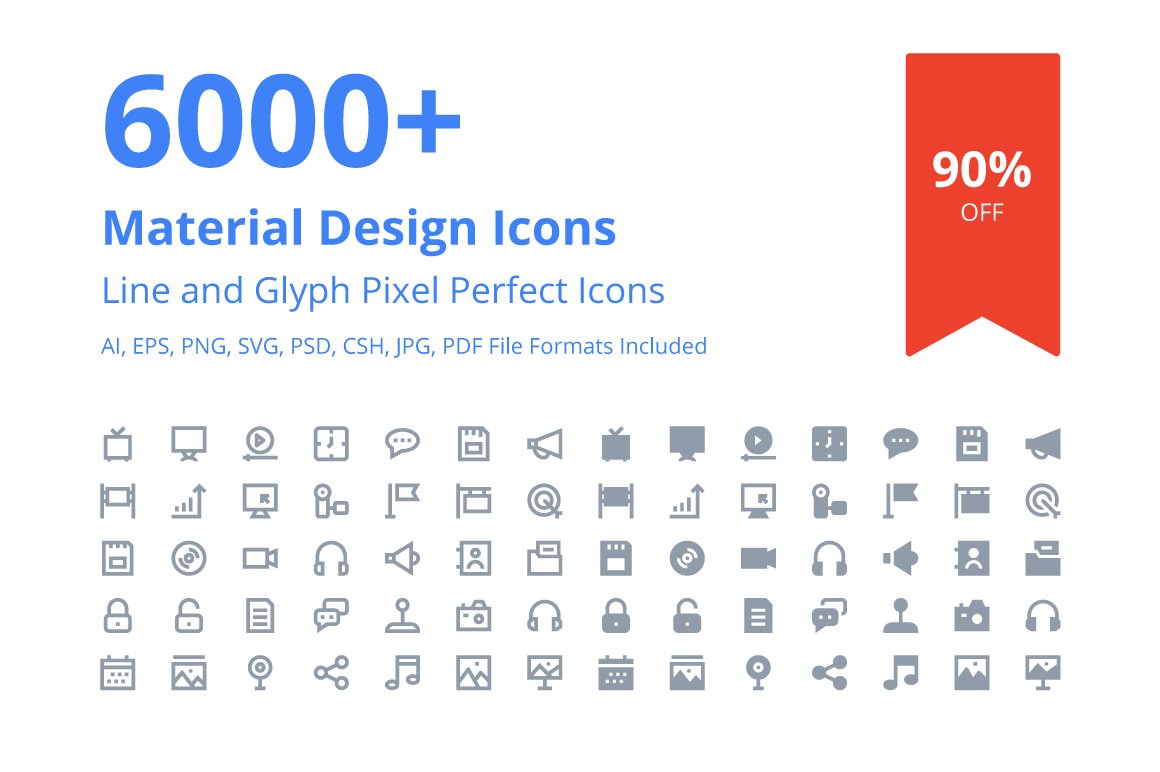 6000+ Material Design Icons cover image.