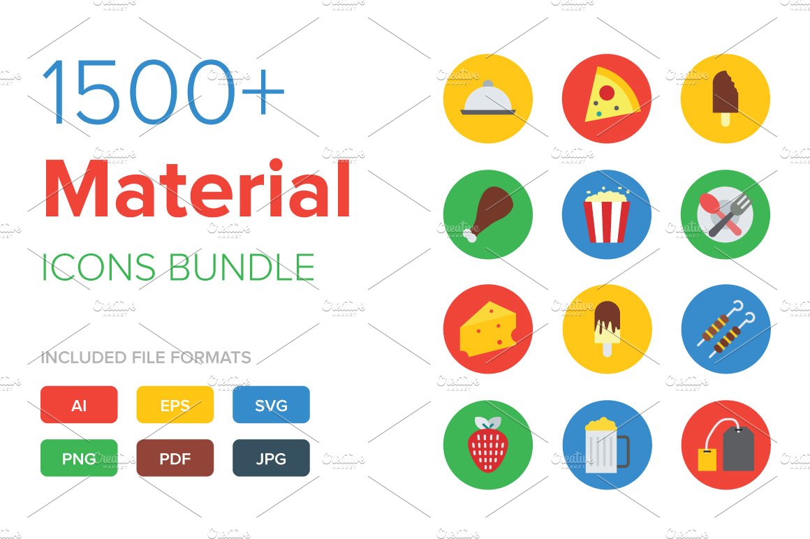 1500+ Material Icons Bundle cover image.