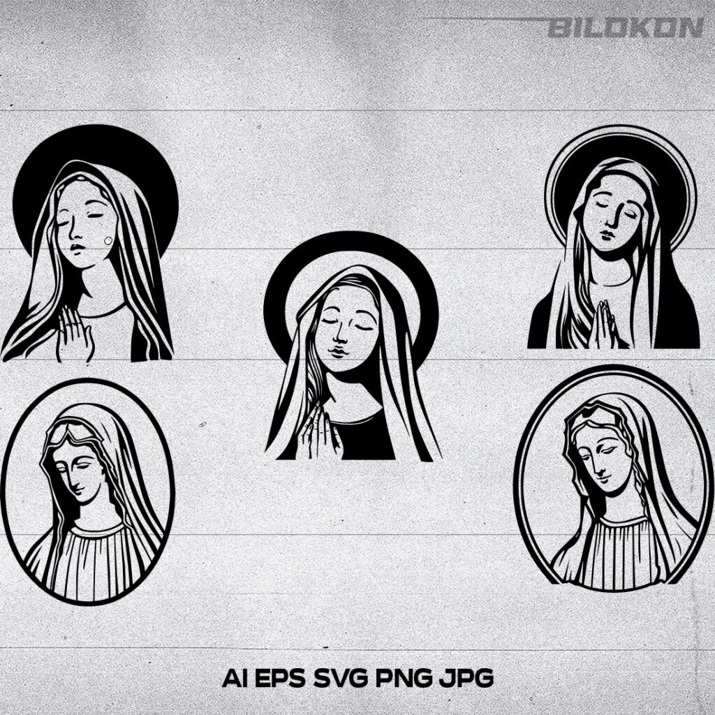 Virgin Mary Vector illustration, SVG Bundle - MasterBundles