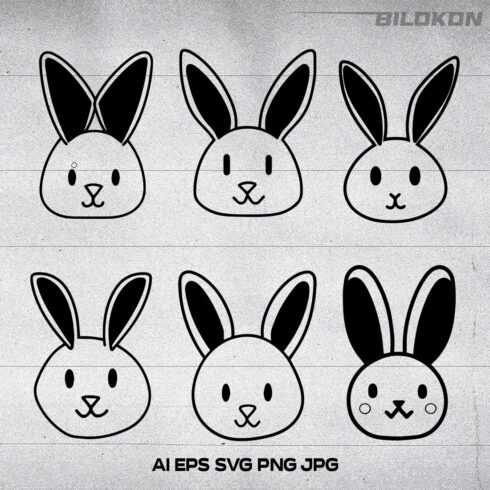 Cartoon Bunny head set icon, Vector illustration, SVG cover image.