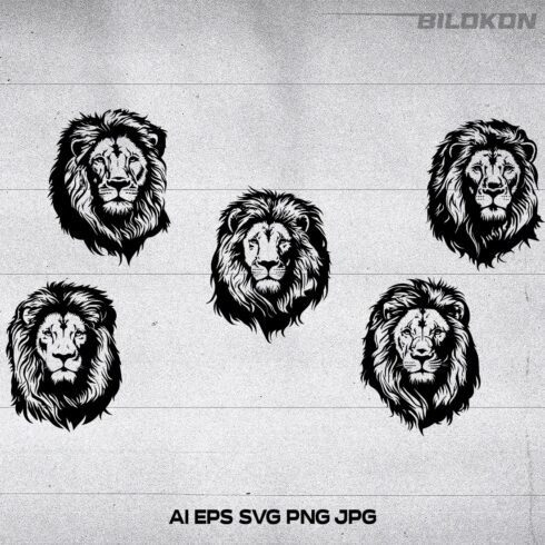 Lion head, lion face vector Illustration, SVG cover image.