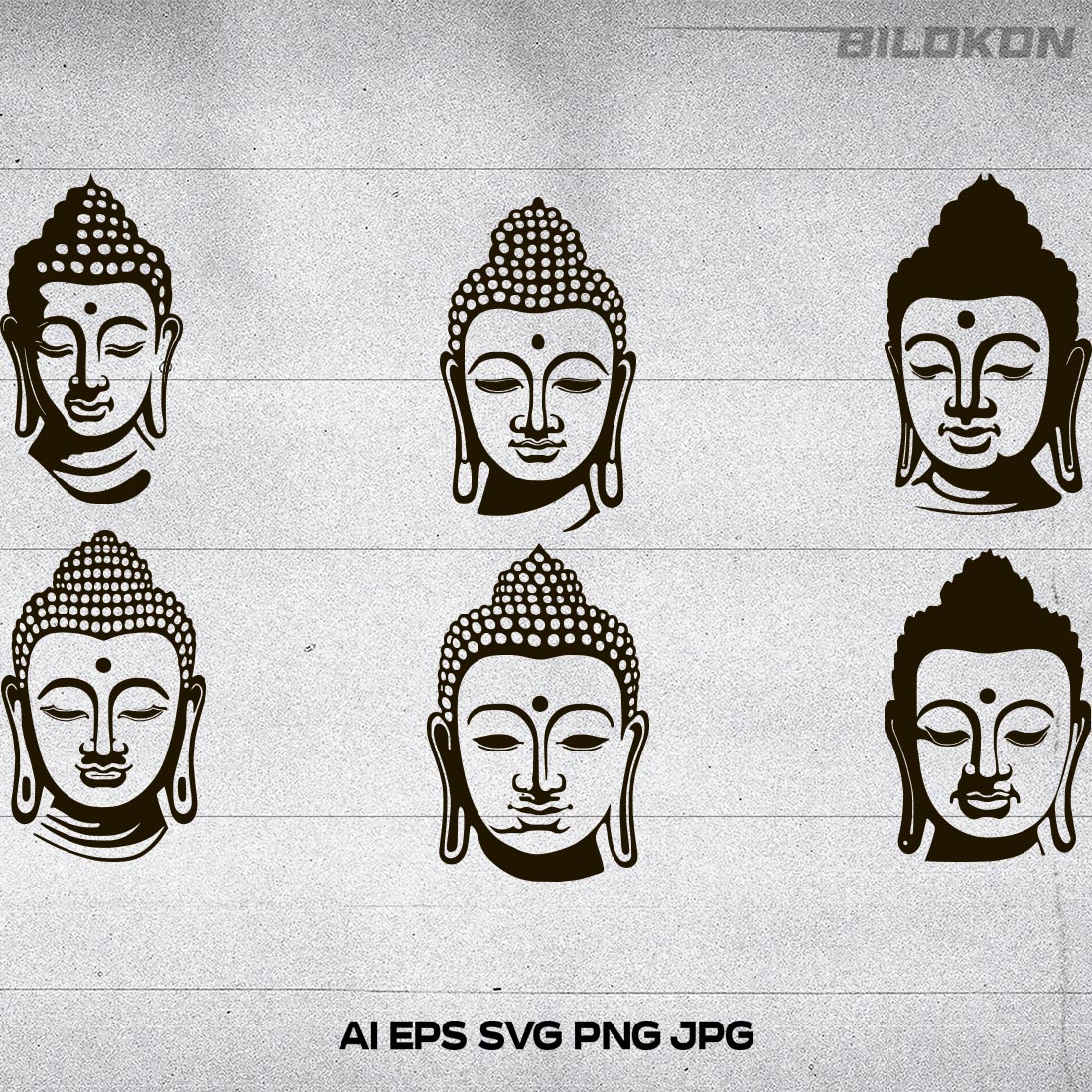 Buddha Head Vector illustration, SVG Bundle cover image.