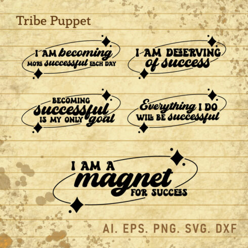 5 Affirmation for success Typography Bundle cover image.