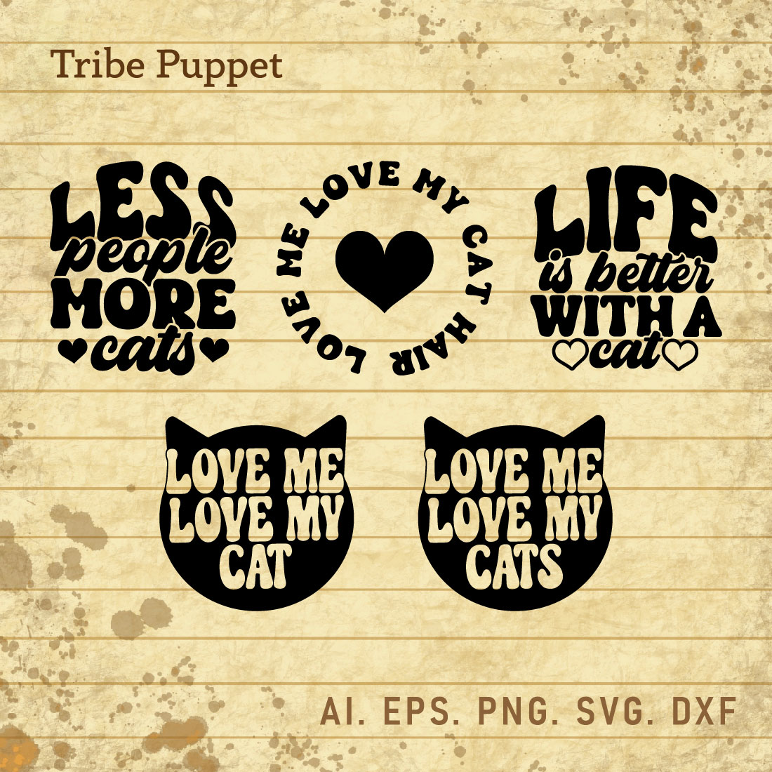 5 Cat Quotes Typography Bundle cover image.