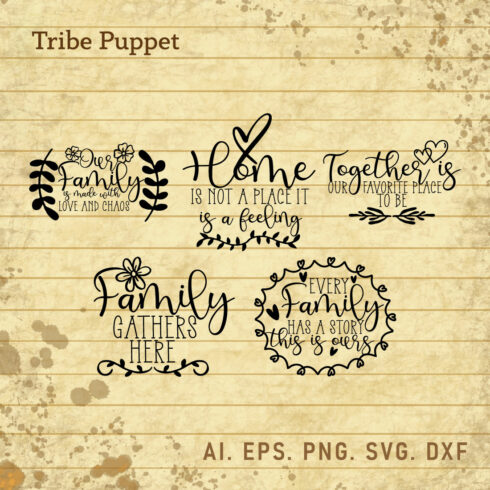 5 Come Together Family Quotes Bundle cover image.