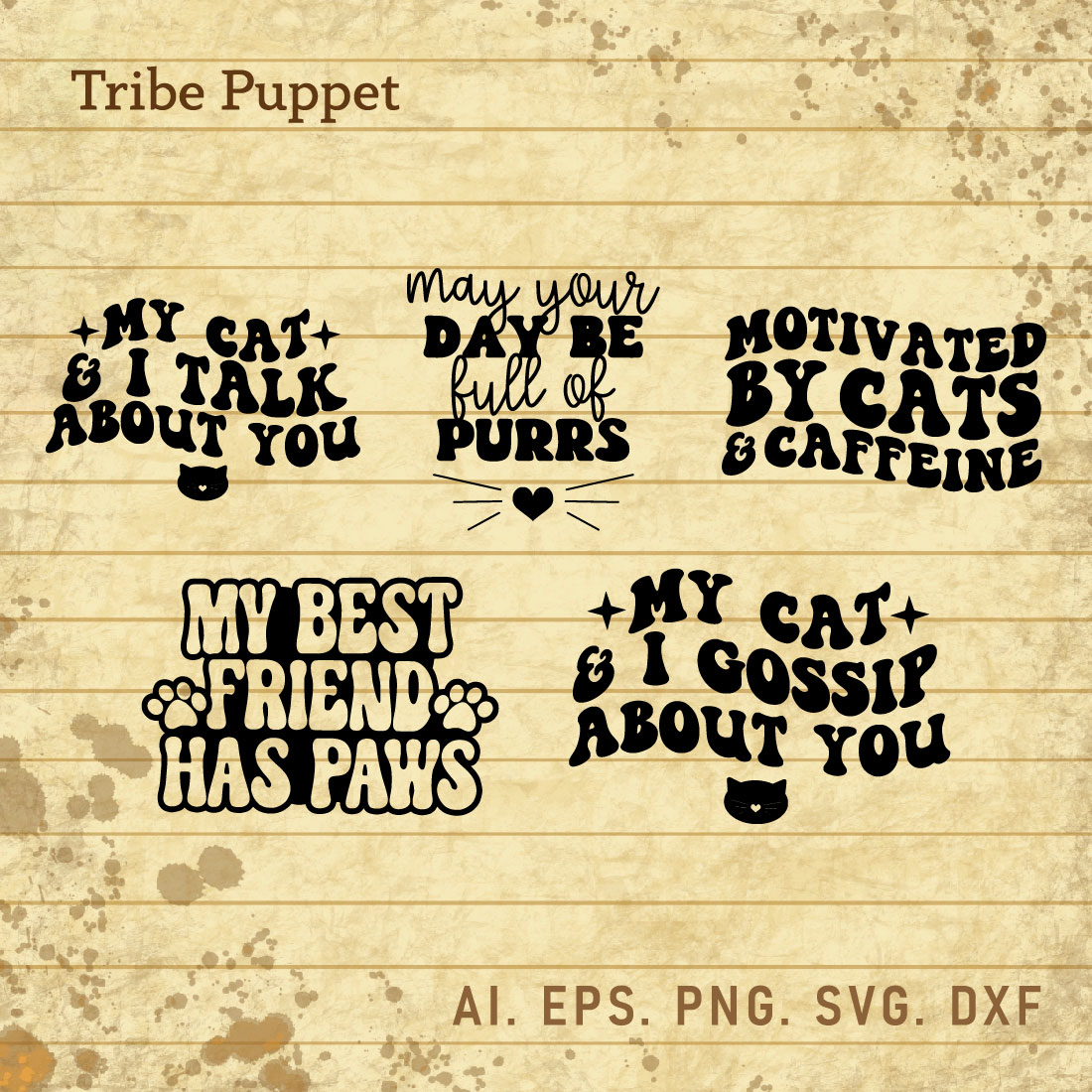 5 Cat Quotes Typography Bundle cover image.