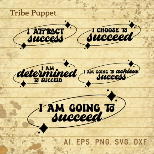 5 Affirmation for success Quotes Typography cover image.