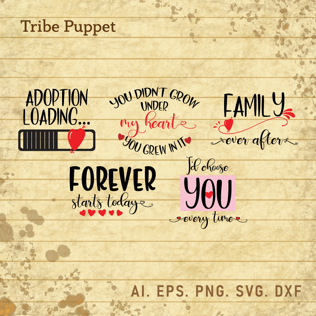 5 Adoption Typography Bundle cover image.
