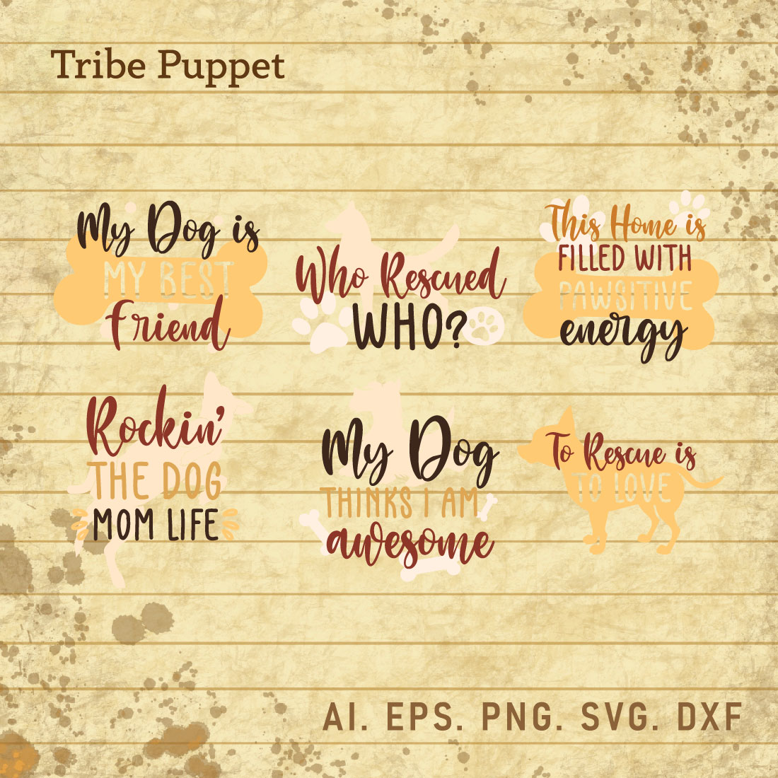6 Dog Quotes Typography cover image.