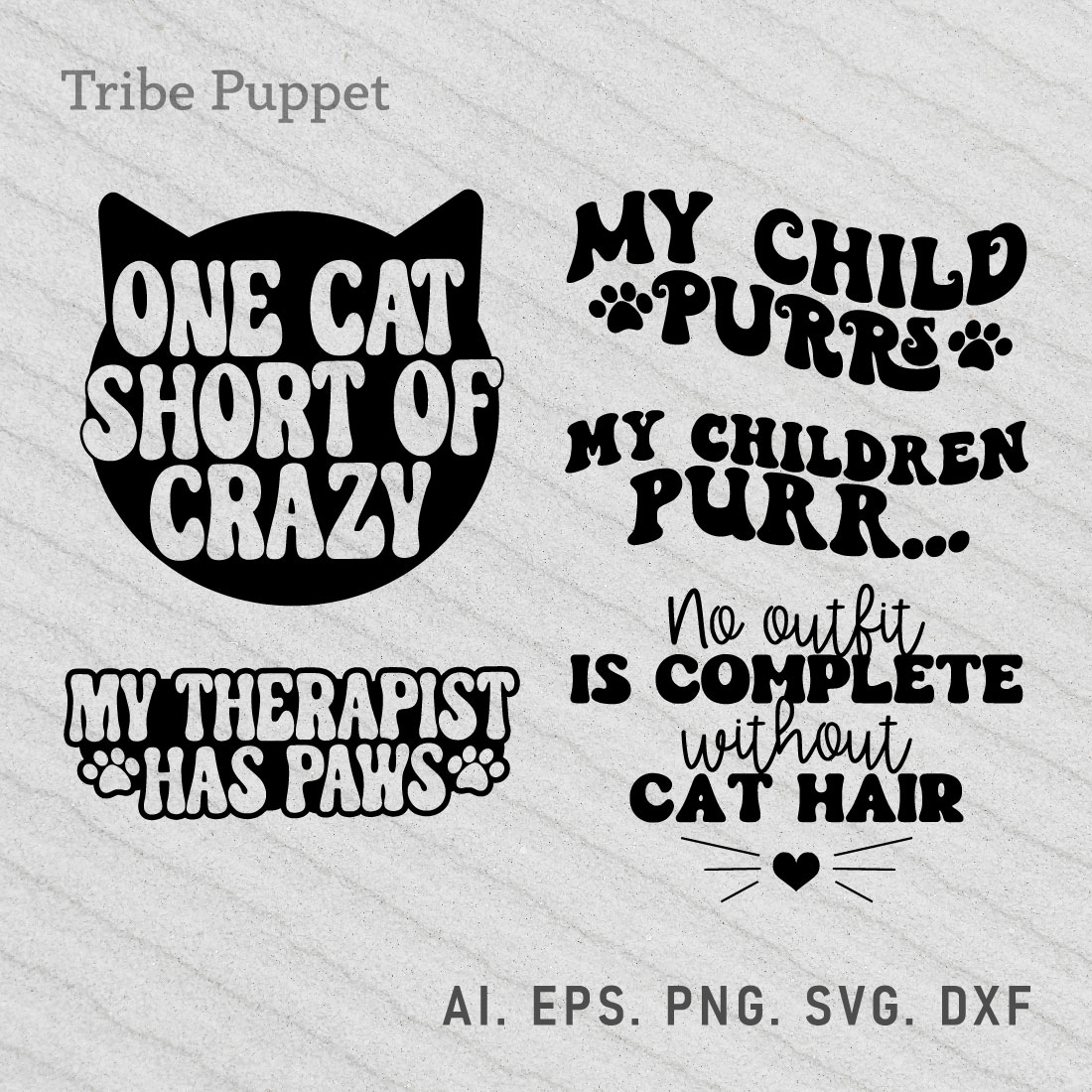 5 Cat Quotes Typography Bundle preview image.