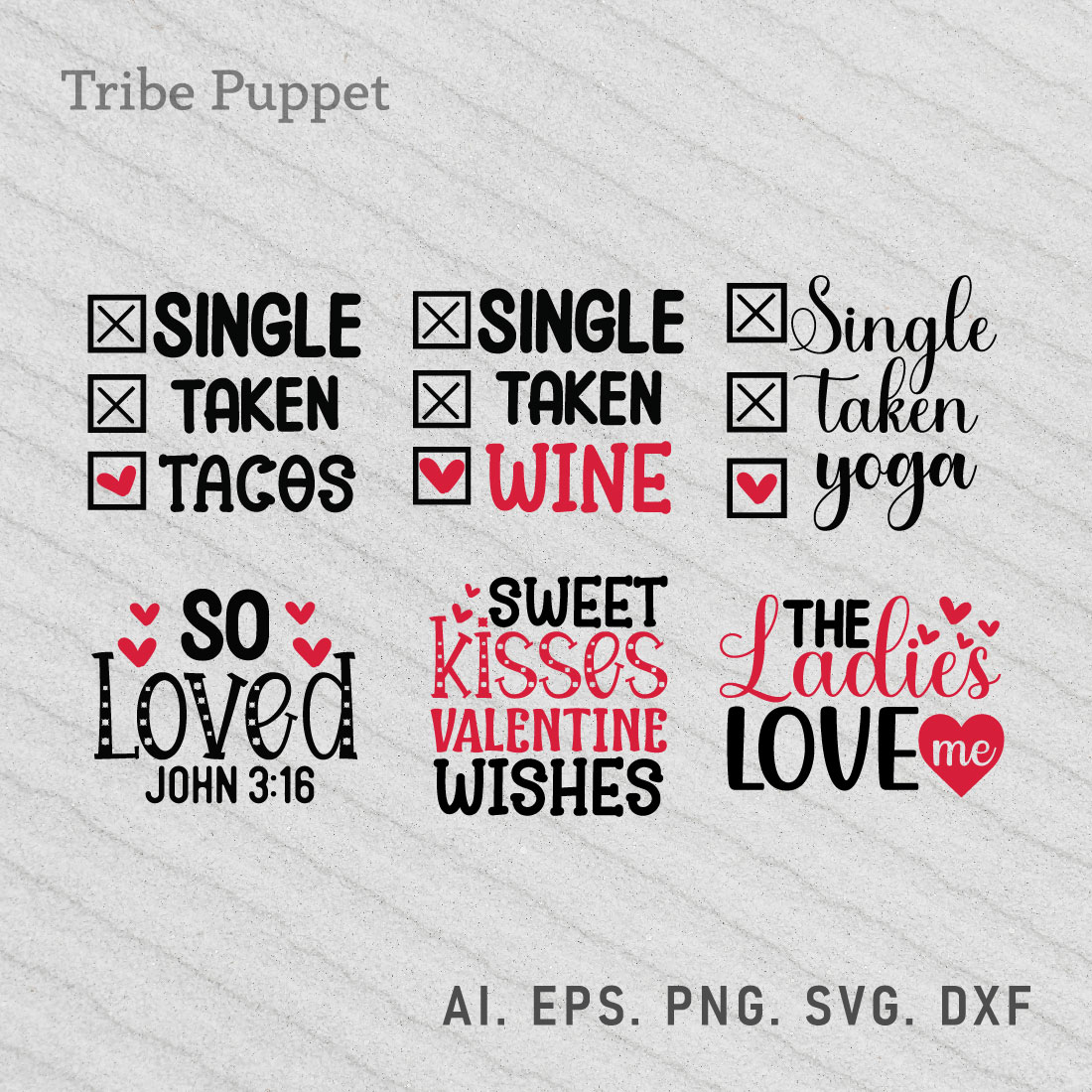 6 Valentine SVG Bundle preview image.