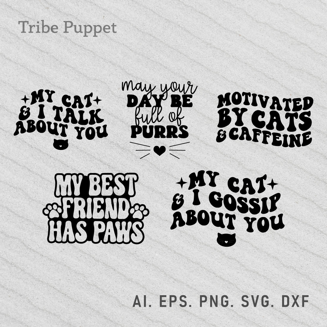 5 Cat Quotes Typography Bundle preview image.