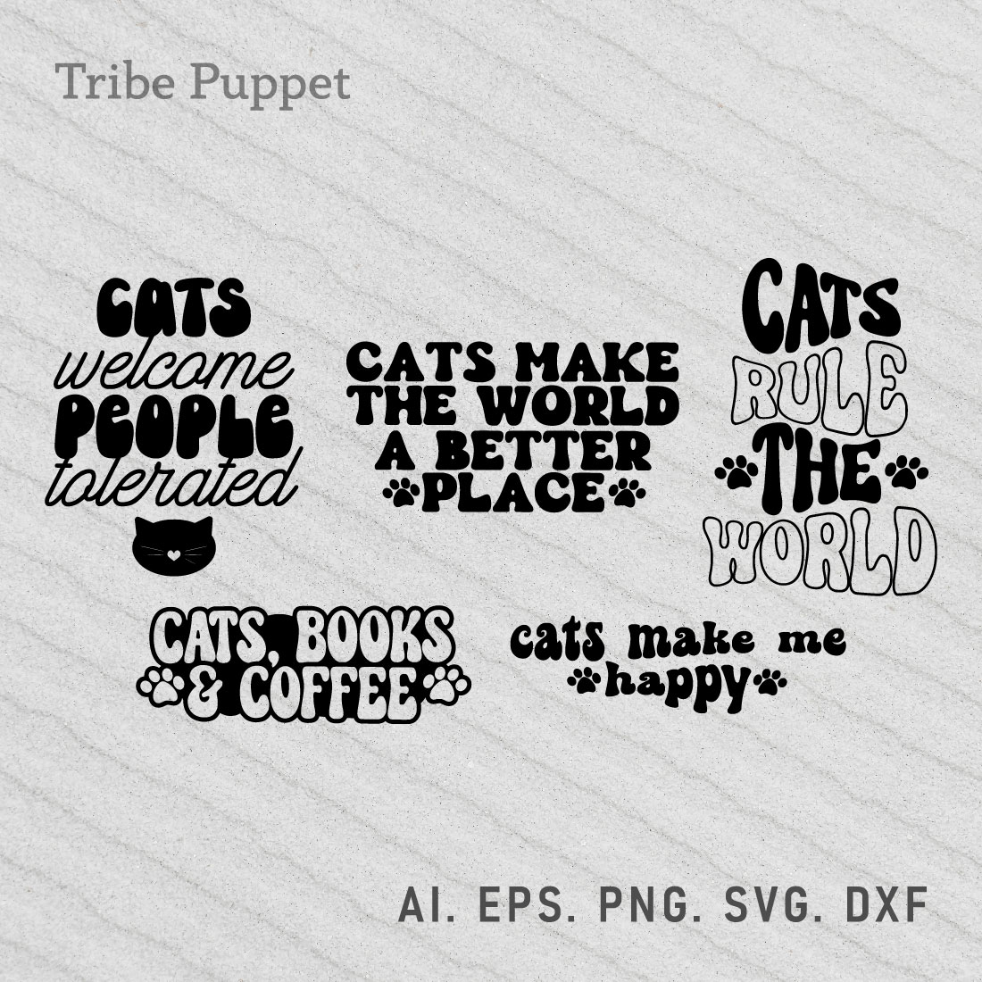 5 Cat Quotes Typography preview image.