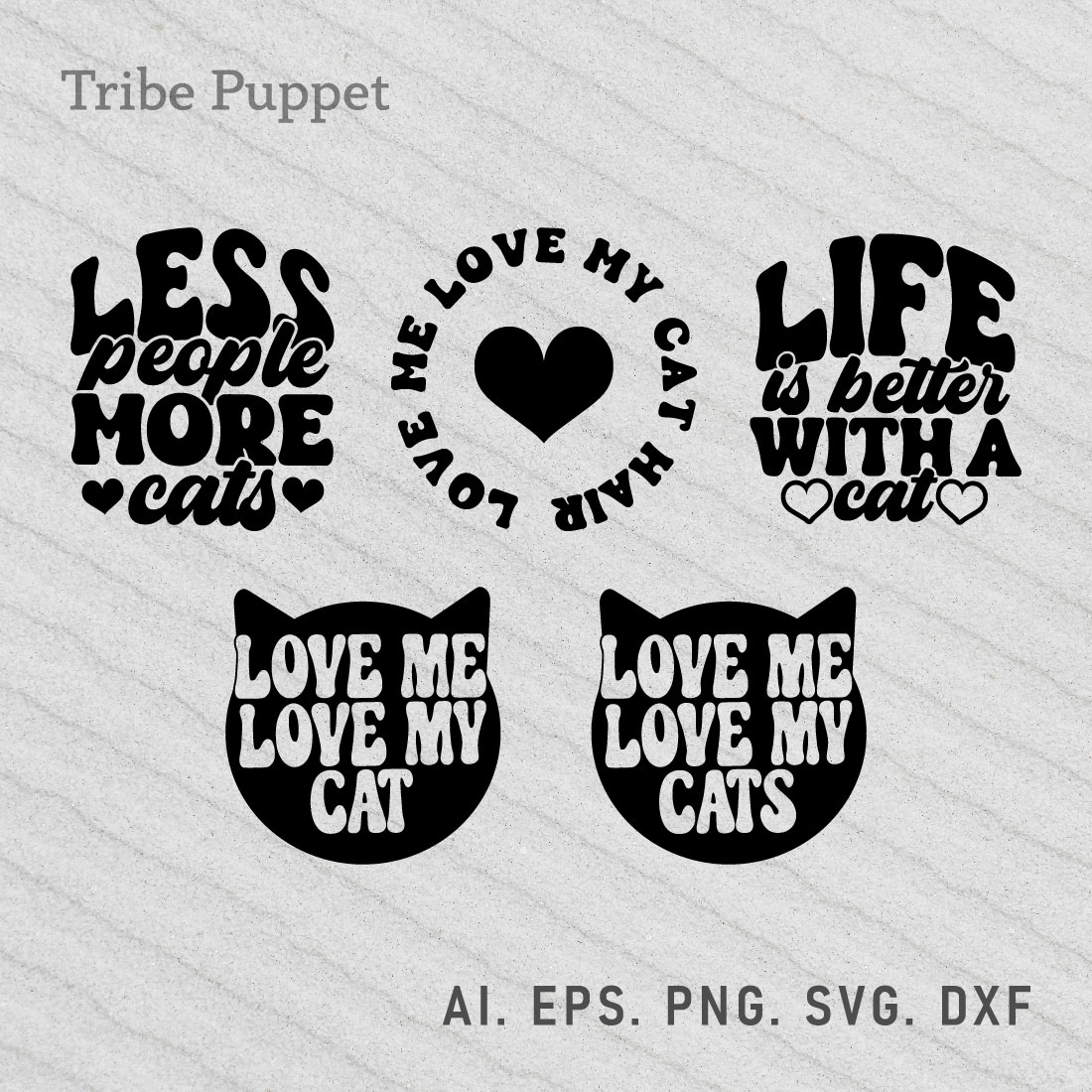 5 Cat Quotes Typography Bundle preview image.