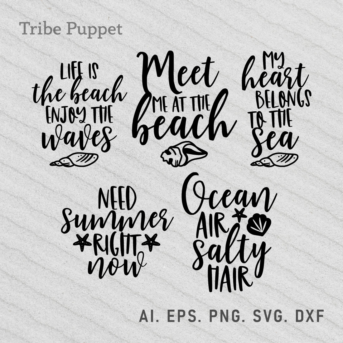 5 Beach Quotes Typography preview image.