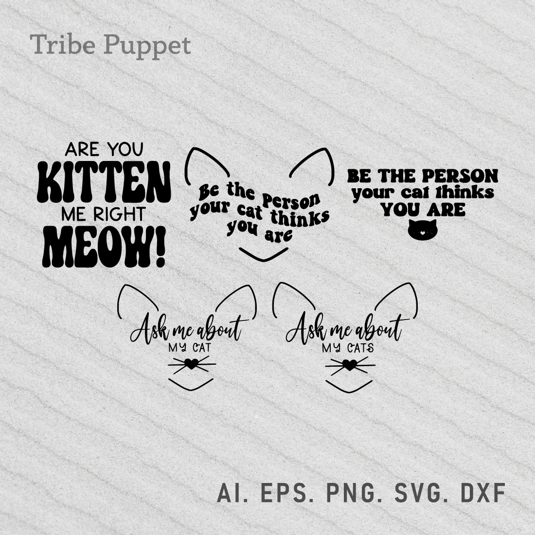5 Cat Quotes Typography preview image.