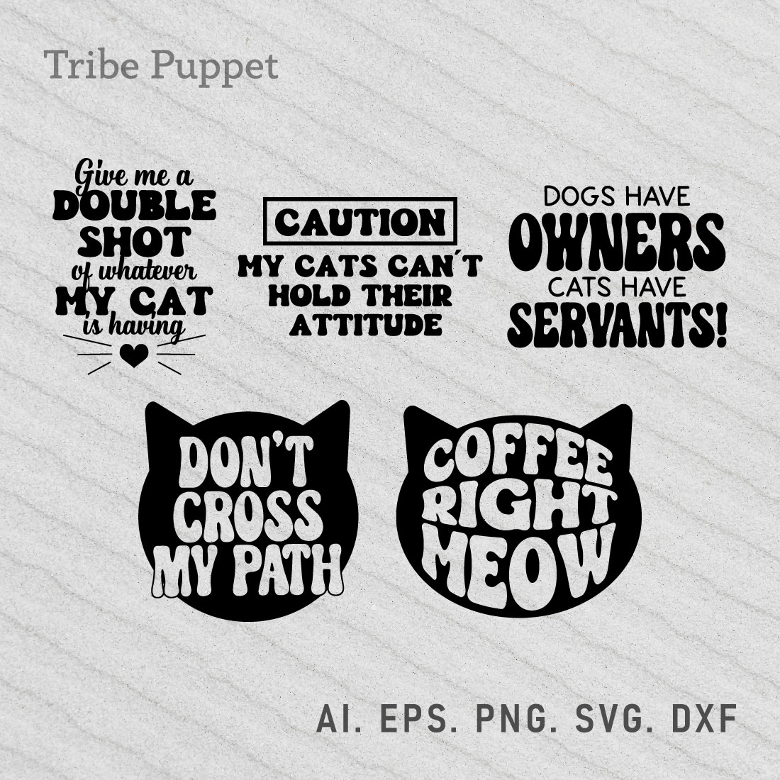 5 Cat Quotes Typography preview image.