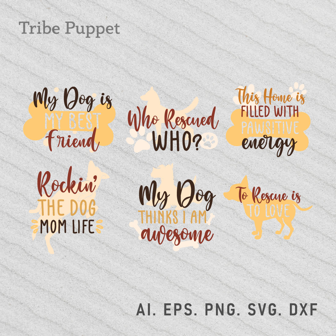 6 Dog Quotes Typography preview image.