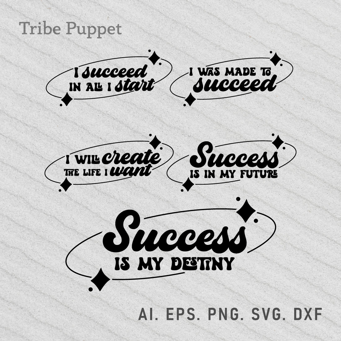 5 Affirmation for success Quotes Typography preview image.