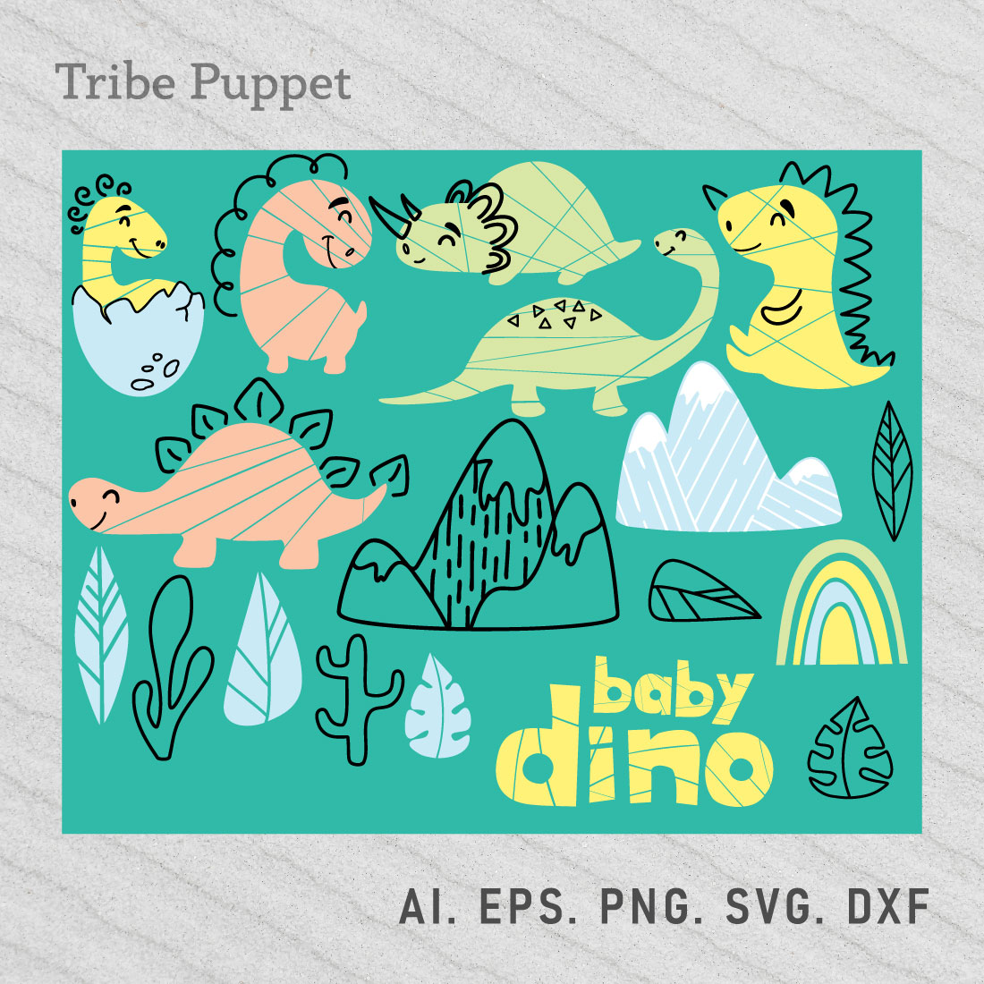 Baby Dino Vector Set preview image.