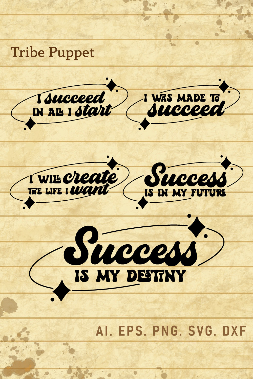 5 Affirmation for success Quotes Typography pinterest preview image.