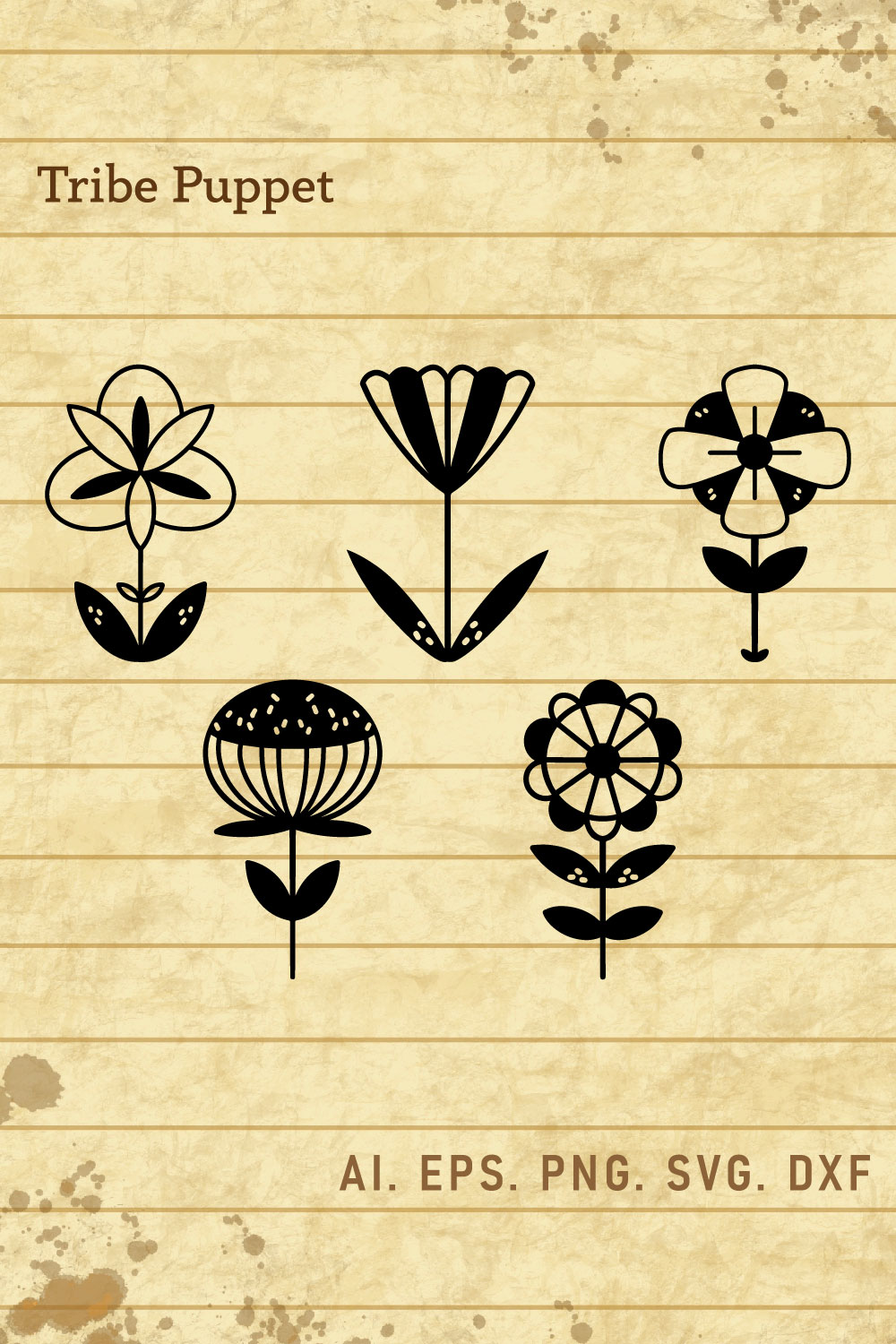 5 Boho Flower Bundle pinterest preview image.