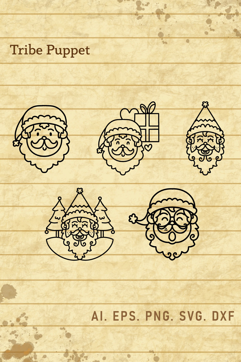 5 Christmas Doodles Pack pinterest preview image.