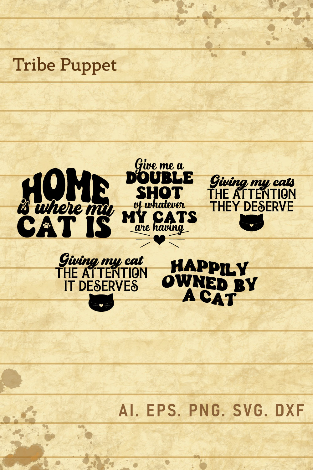 5 Cat Quotes Typography pinterest preview image.