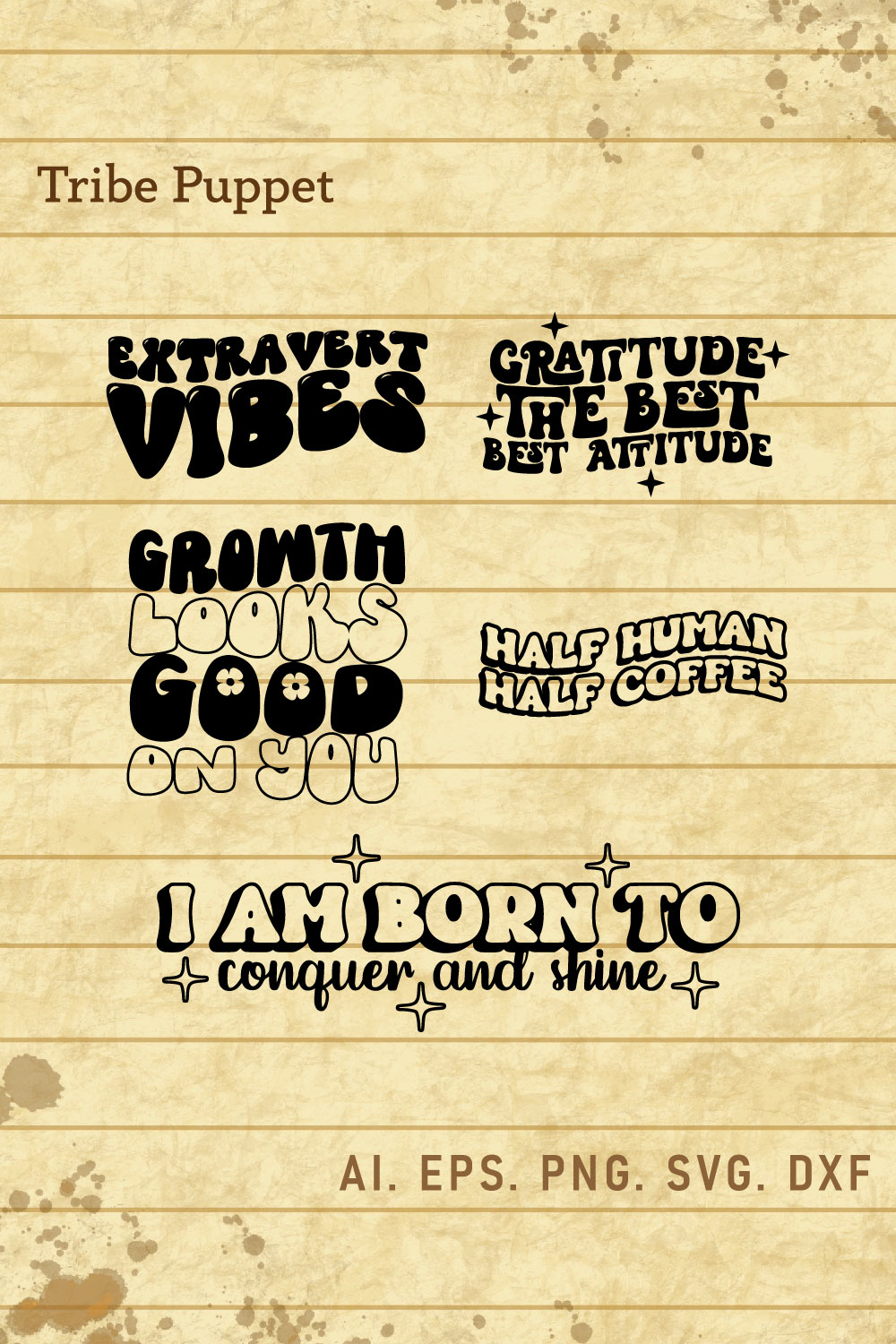 5 Aesthetic Typography Bundle pinterest preview image.