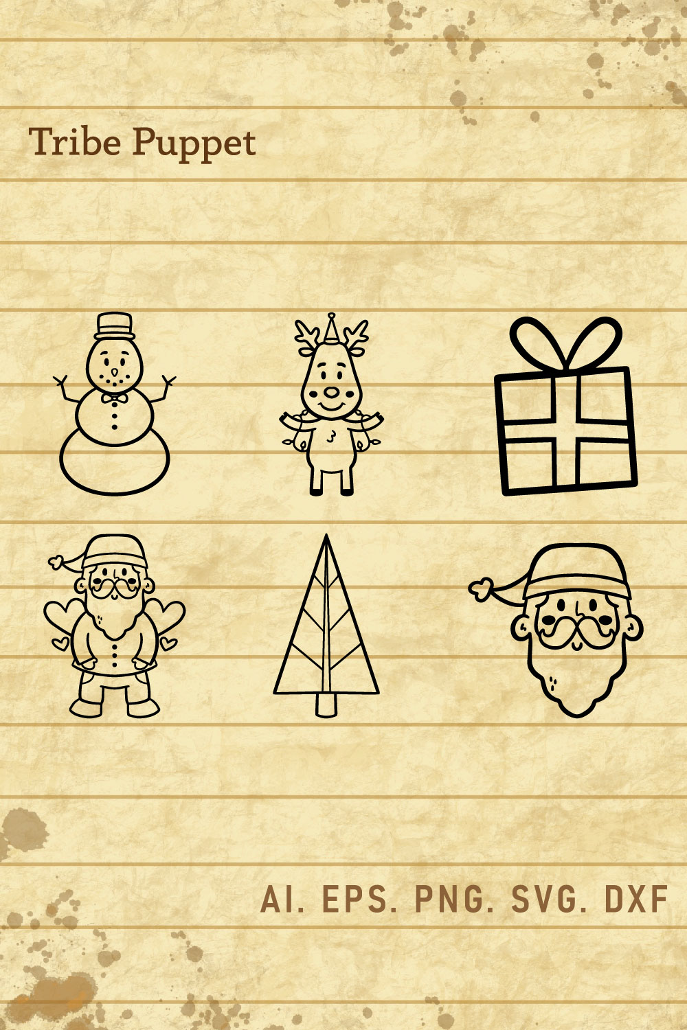6 Christmas Doodles Pack pinterest preview image.