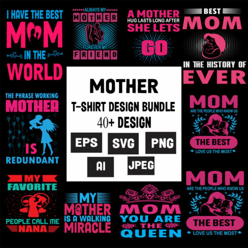 MOTHERS DAY AWESOME T SHIRT DESIGN BUNDLE cover image.