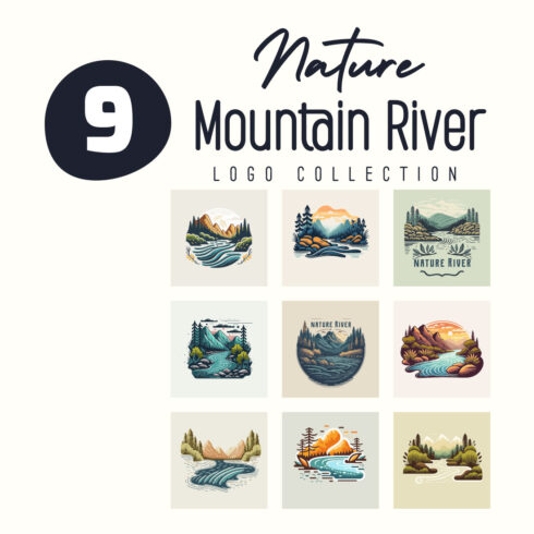 Nature River Mountain Logo Template cover image.