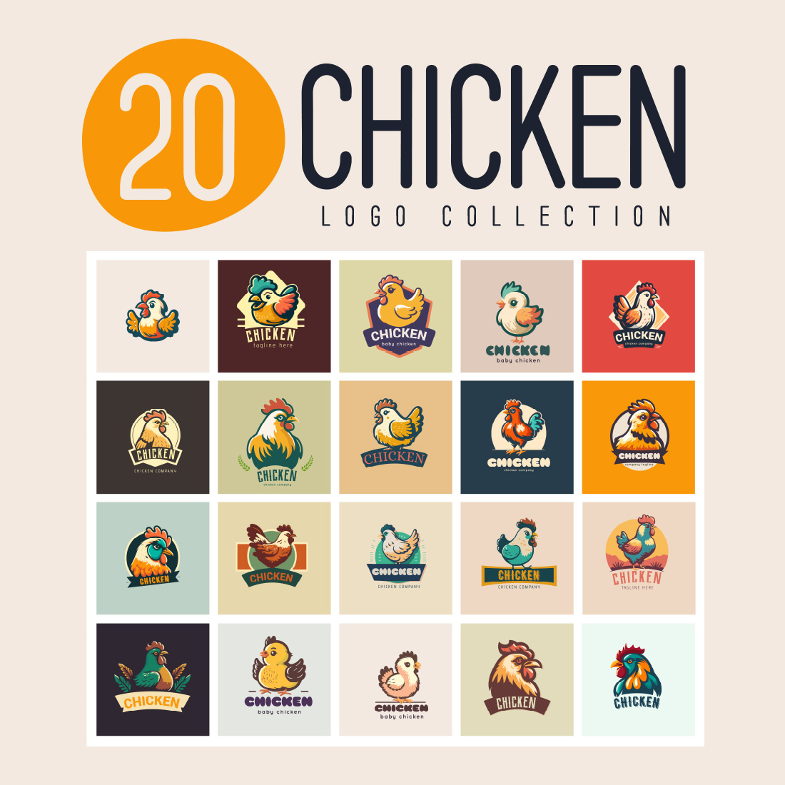 Chicken Rooster Logo Mascot Design cover image.