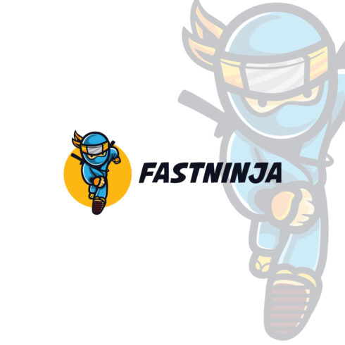 Fast Ninja Cartoon Character Logo cover image.