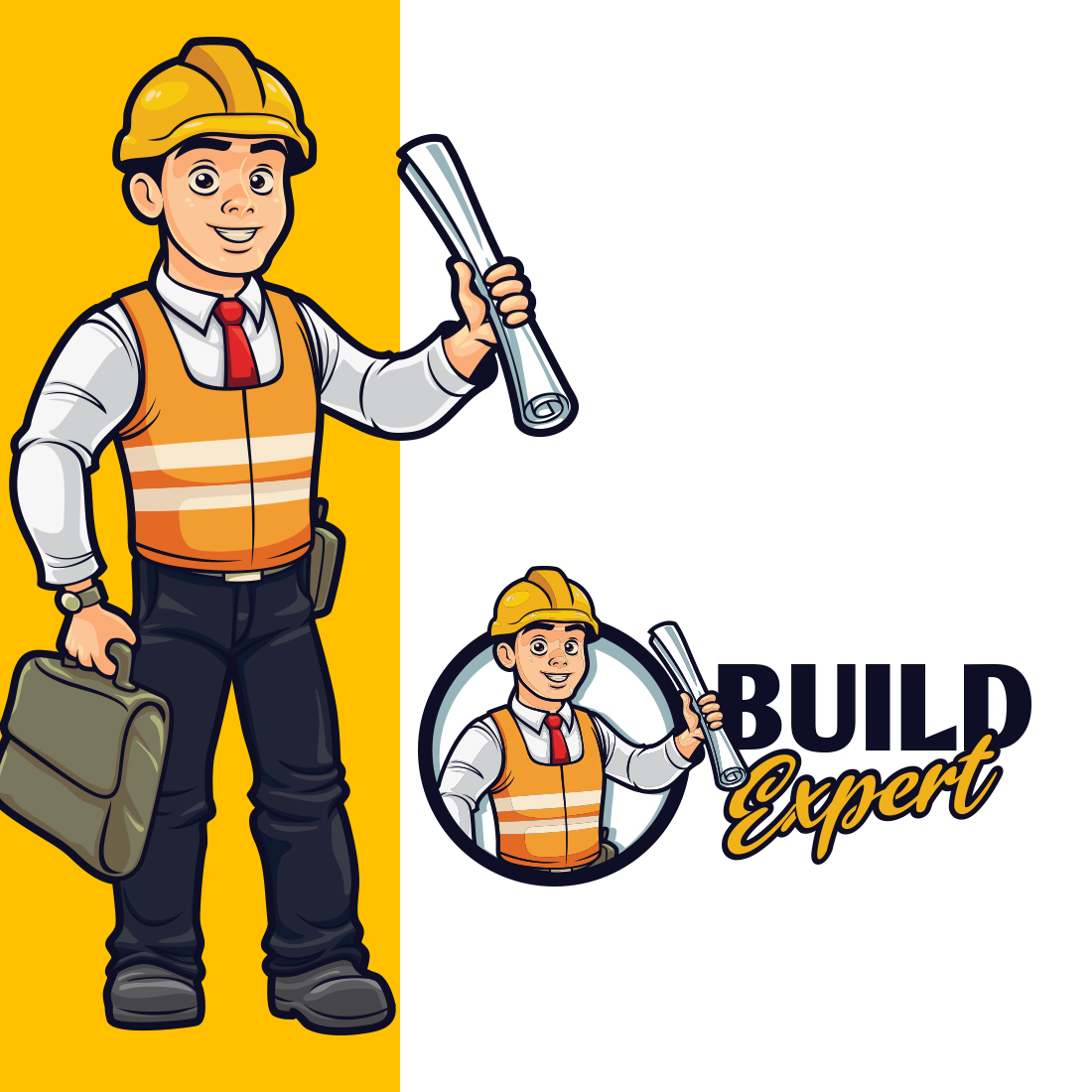 Builder Expert Character Mascot Logo Design cover image.