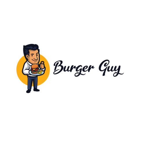 Burger Guy Character Logo Design cover image.