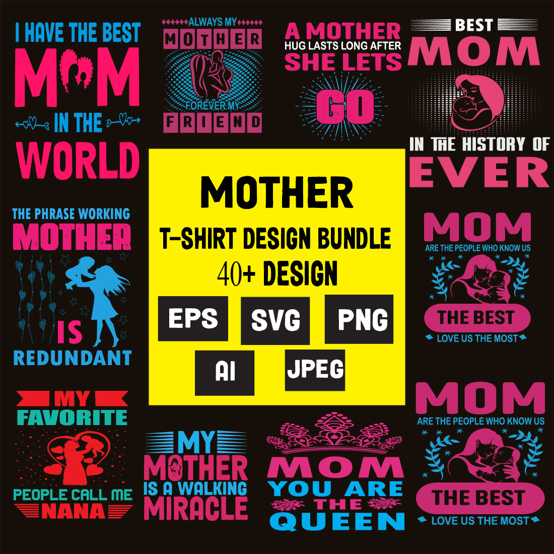 Mothers day and mom t-shirt design bundle, Happy mothers Day t