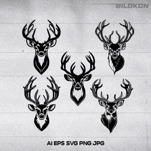 Deer head icon, deer head logo isolated, Hunting logo, SVG cover image.