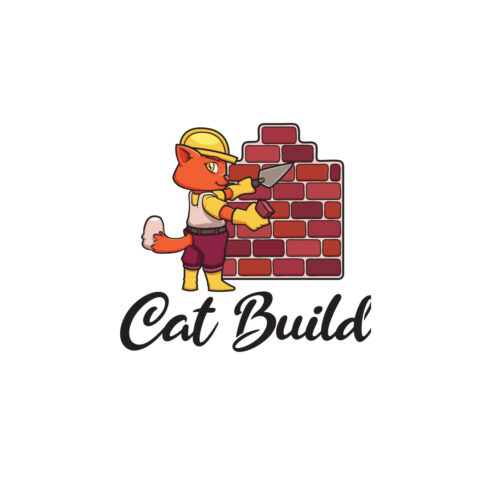 Cat Builder Character Mascot Logo cover image.