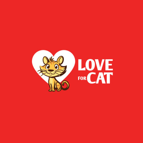 Cat and Love Negative Space Logo Design cover image.